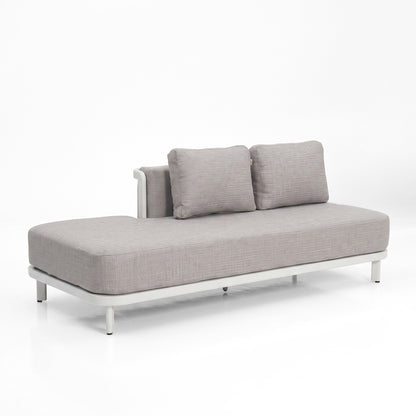 Light gray sofa or chaise lounge with two cushions on a white background.