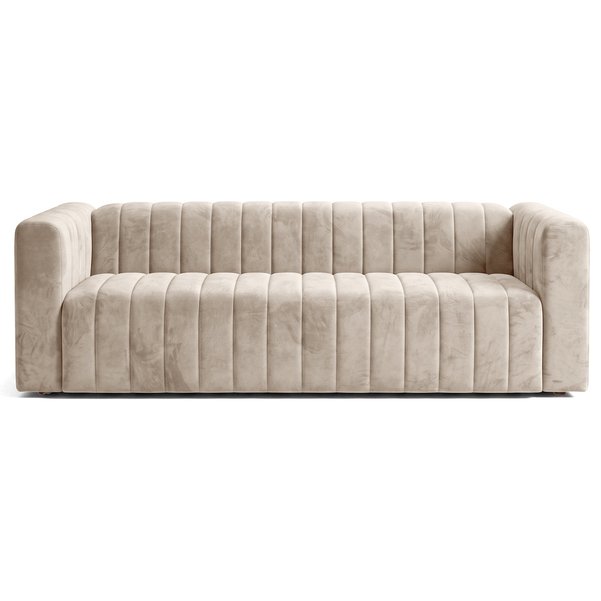 Beige tufted sofa on a white background