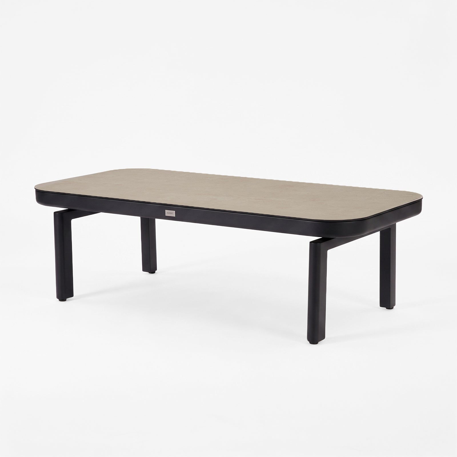 Modern rectangular table on white background.
