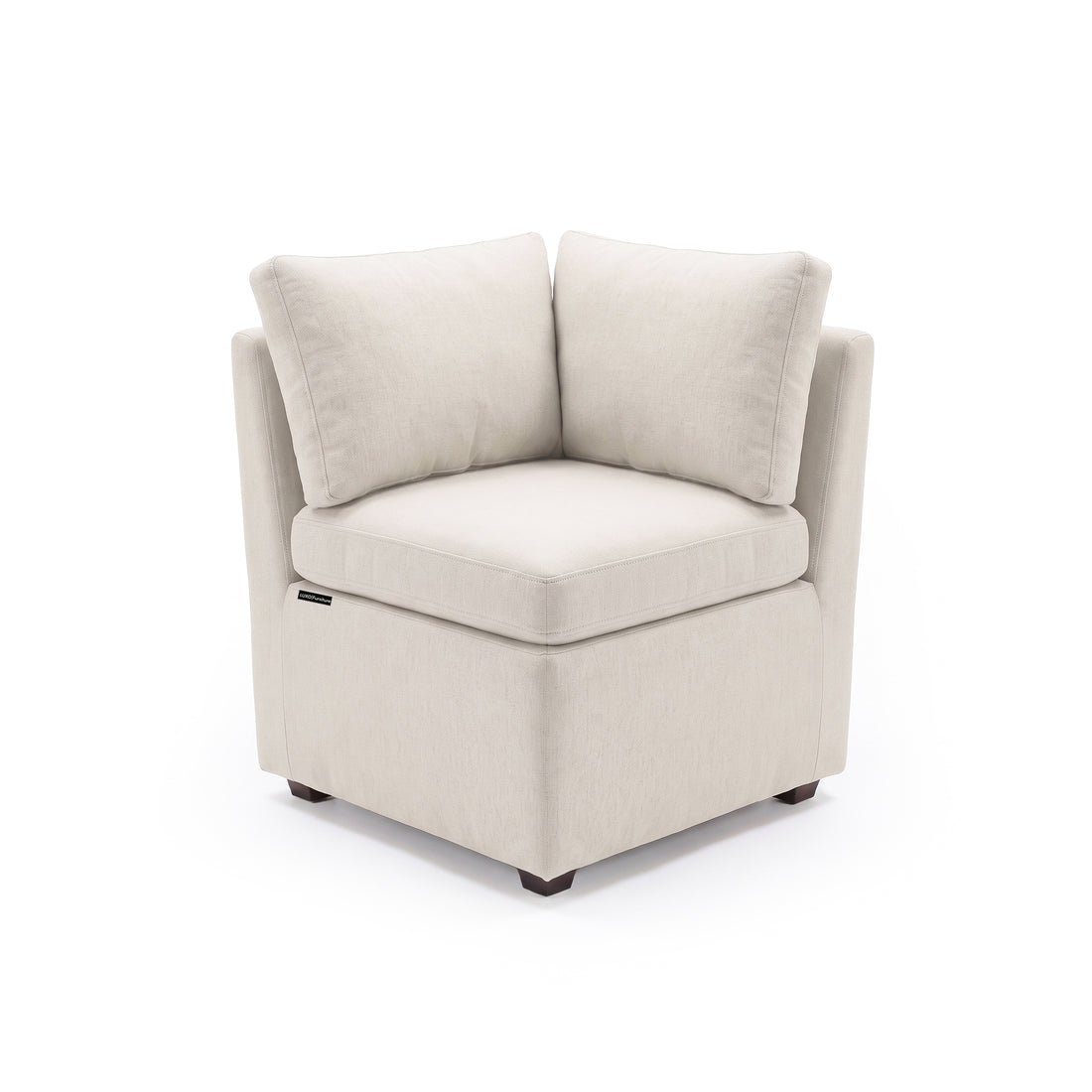 Cream upholstered modular corner chair or sofa section on a white background