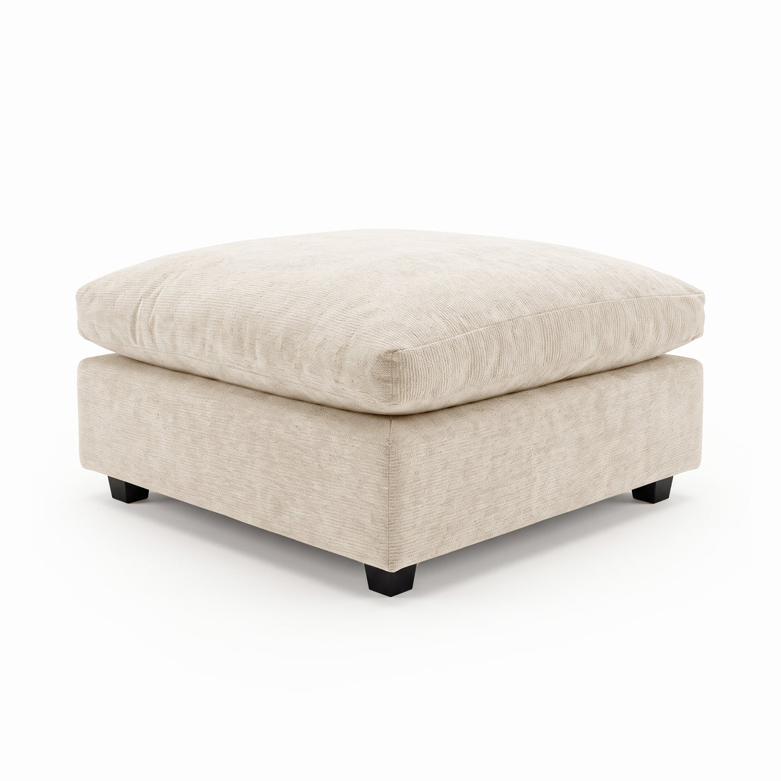 Square beige ottoman on white background