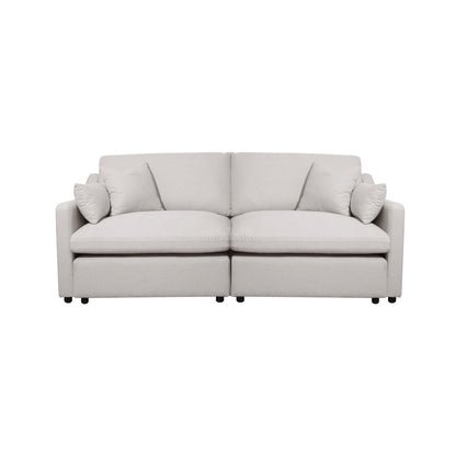 Modern light beige sofa isolated on a white background, full front view