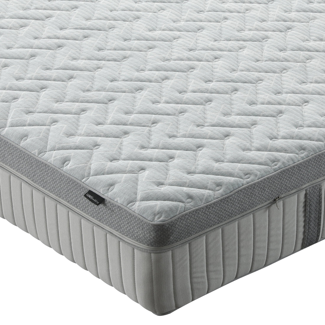 Mattress photographed on a white background showing most of the full product