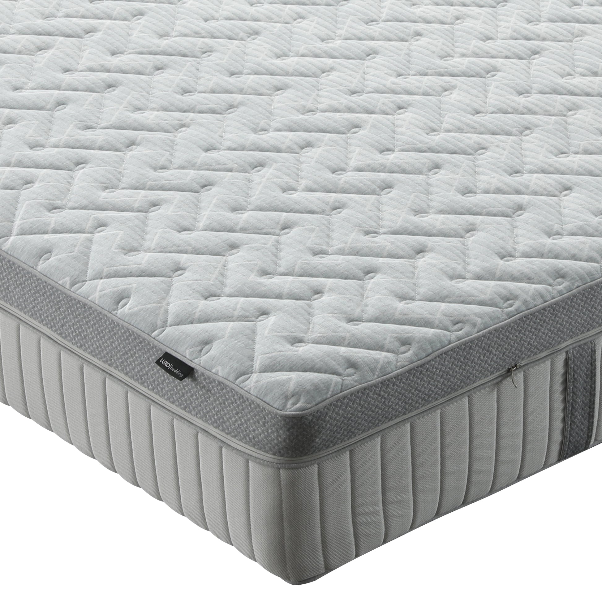 Mattress photographed on a white background showing most of the full product