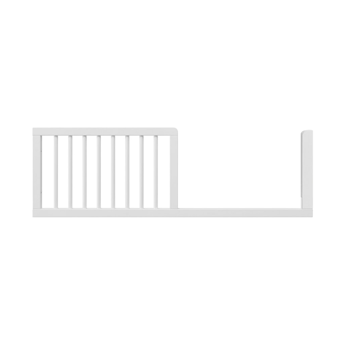 White toddler bed guard rail on white background