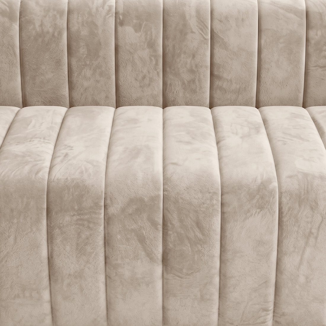 Close-up of beige channel-tufted upholstery