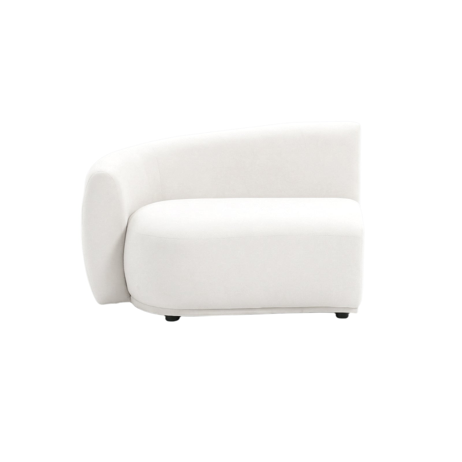 Armless white sectional sofa piece on white background