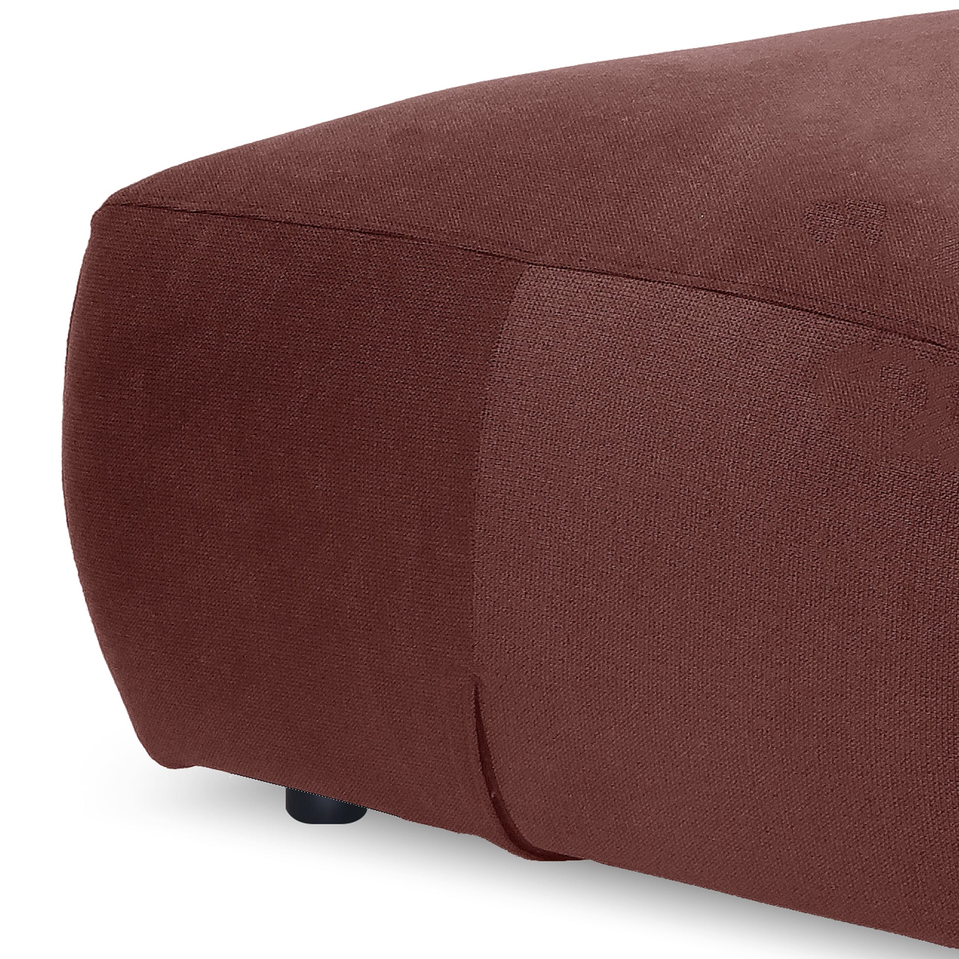 Close-up of ottoman fabric texture and seam on white background