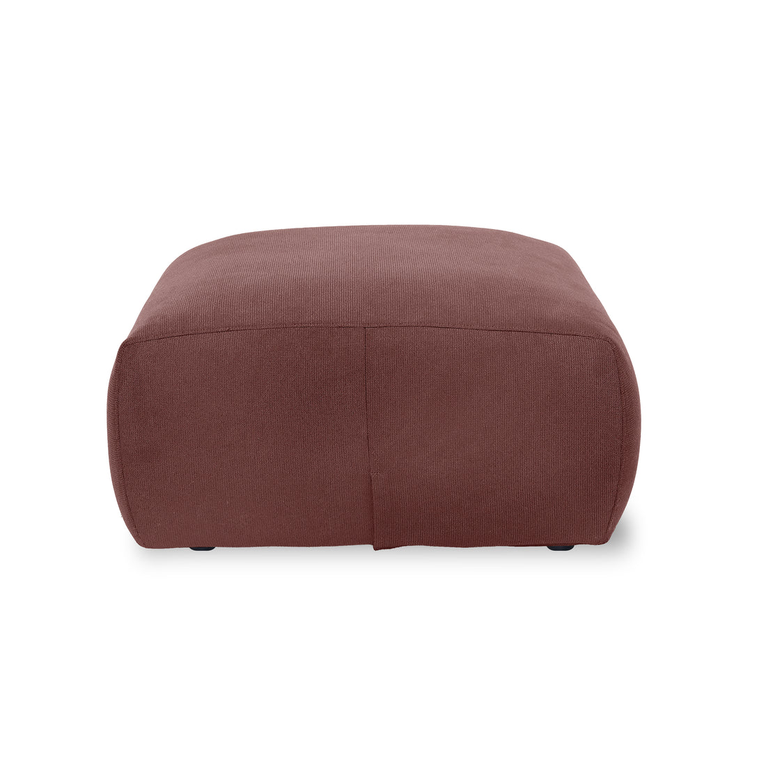 Brown fabric ottoman front view on white background