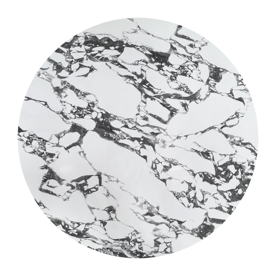 Round marble-patterned tabletop on white background