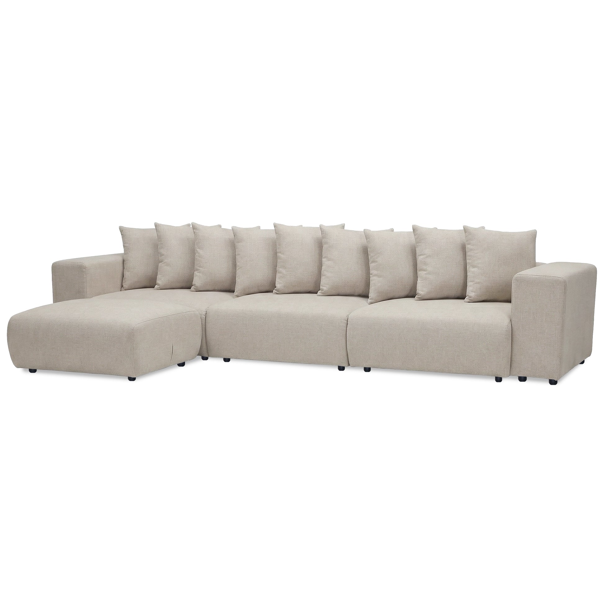 Contemporary beige sectional sofa on white background
