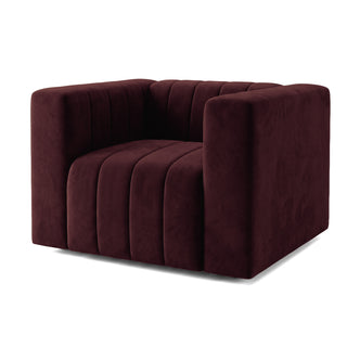 Full Dark Merlot modern armchair on a white background