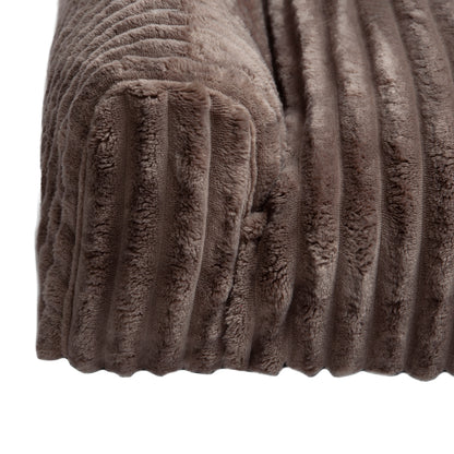 Close-up of plush ribbed fabric texture on pet bed