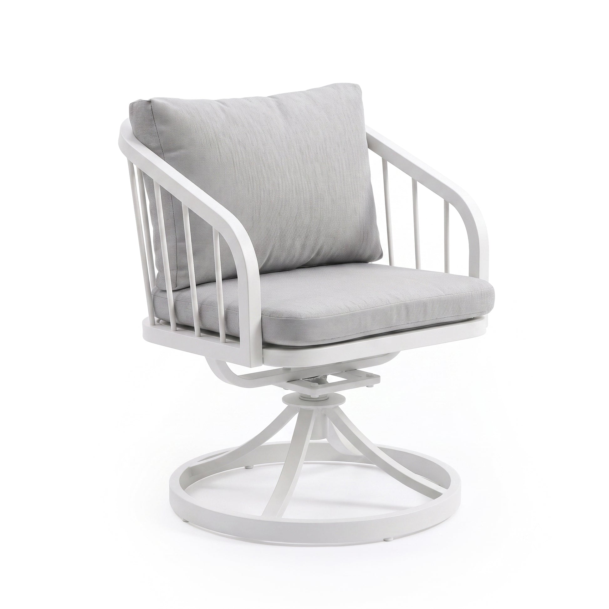 Modern cushioned swivel chair on white background
