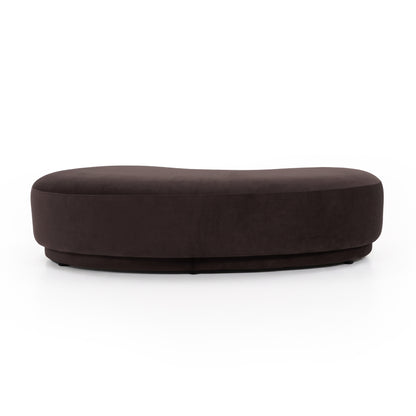 Plum oval or pebble-shaped bench seat on a white background