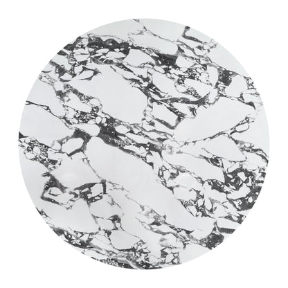 Round marble-patterned tabletop on white background