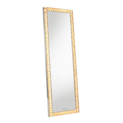 Full-length mirror with gold textured frame on white background