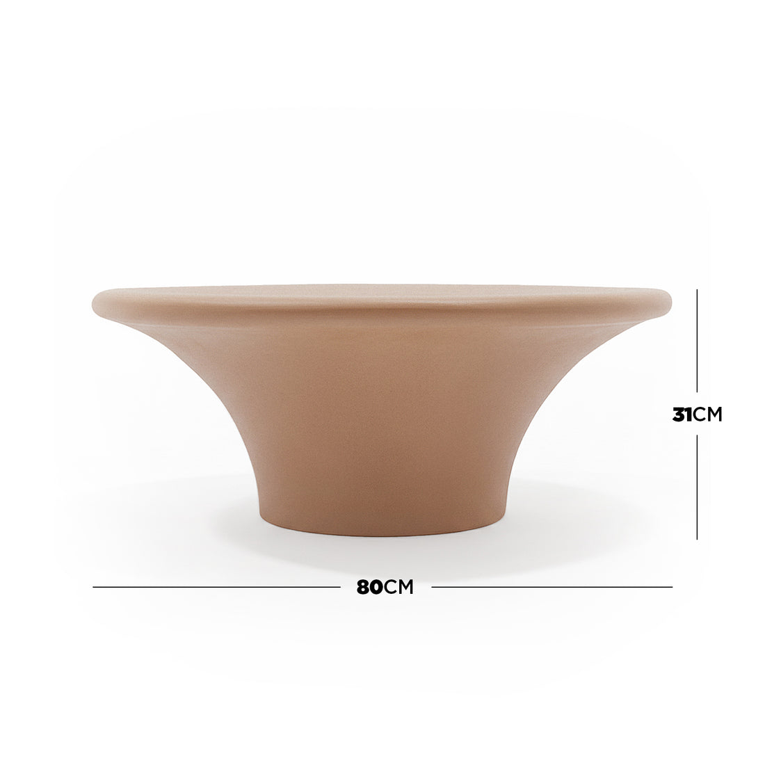 Round planter with dimension overlay