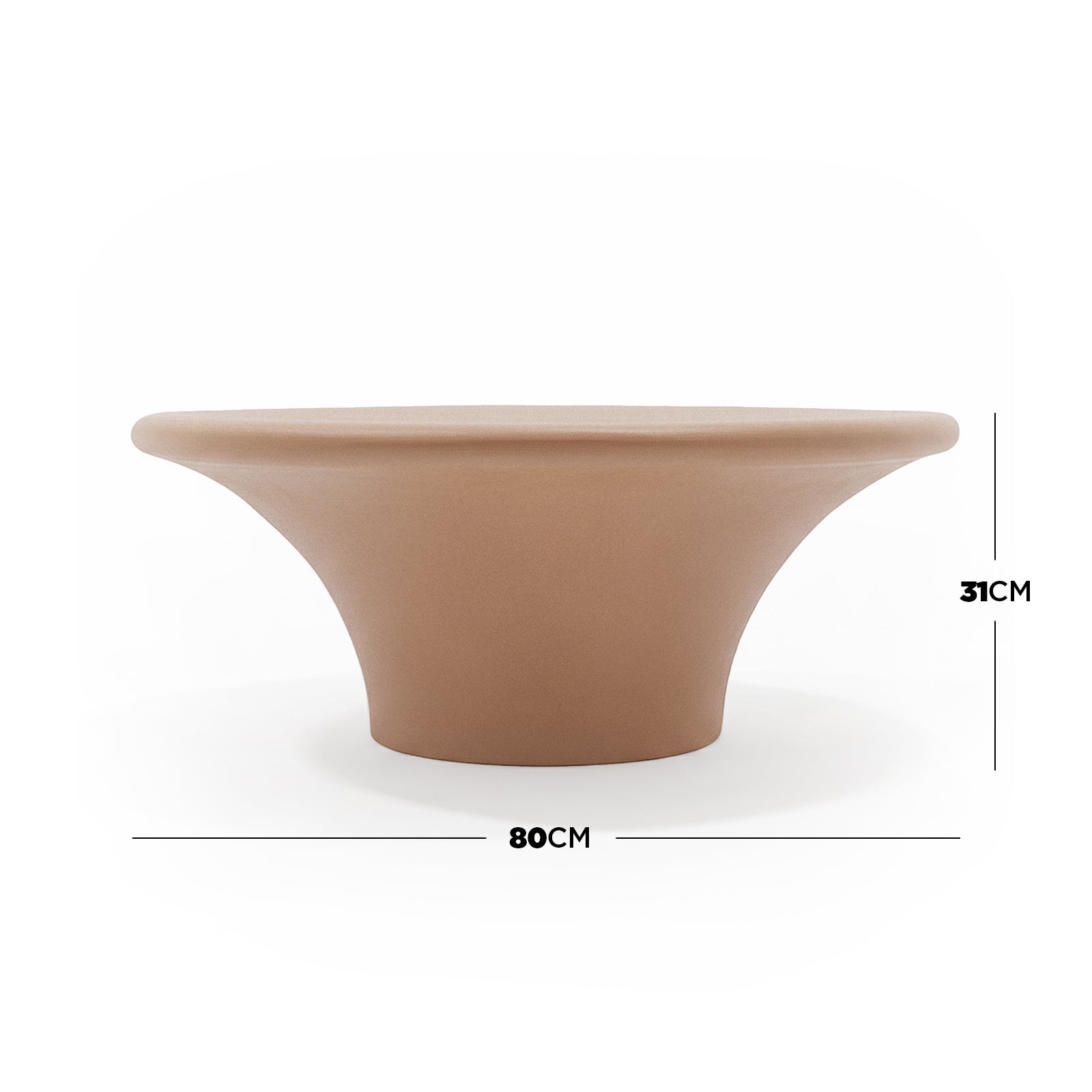 Round planter with dimension overlay