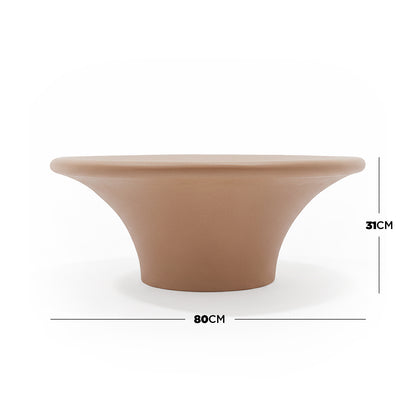 Round planter with dimension overlay