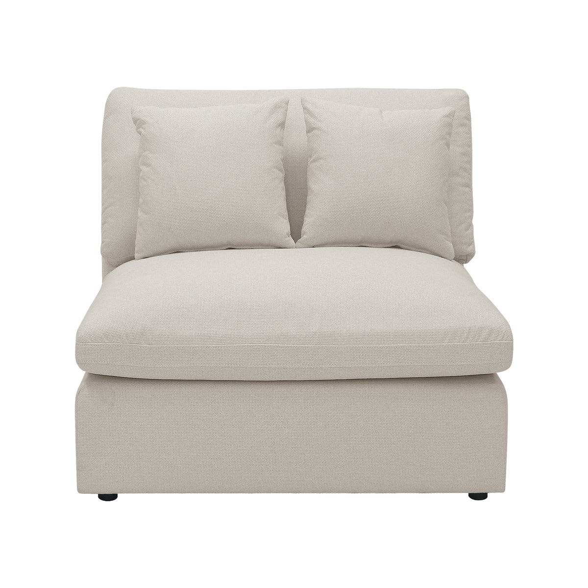 Light beige armless modular chair on a white background