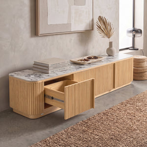 Viola 200cm Sintered Stone TV Unit with Storage in Natural