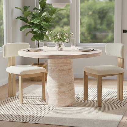 Dining table and chairs set in modern sunlit dining room