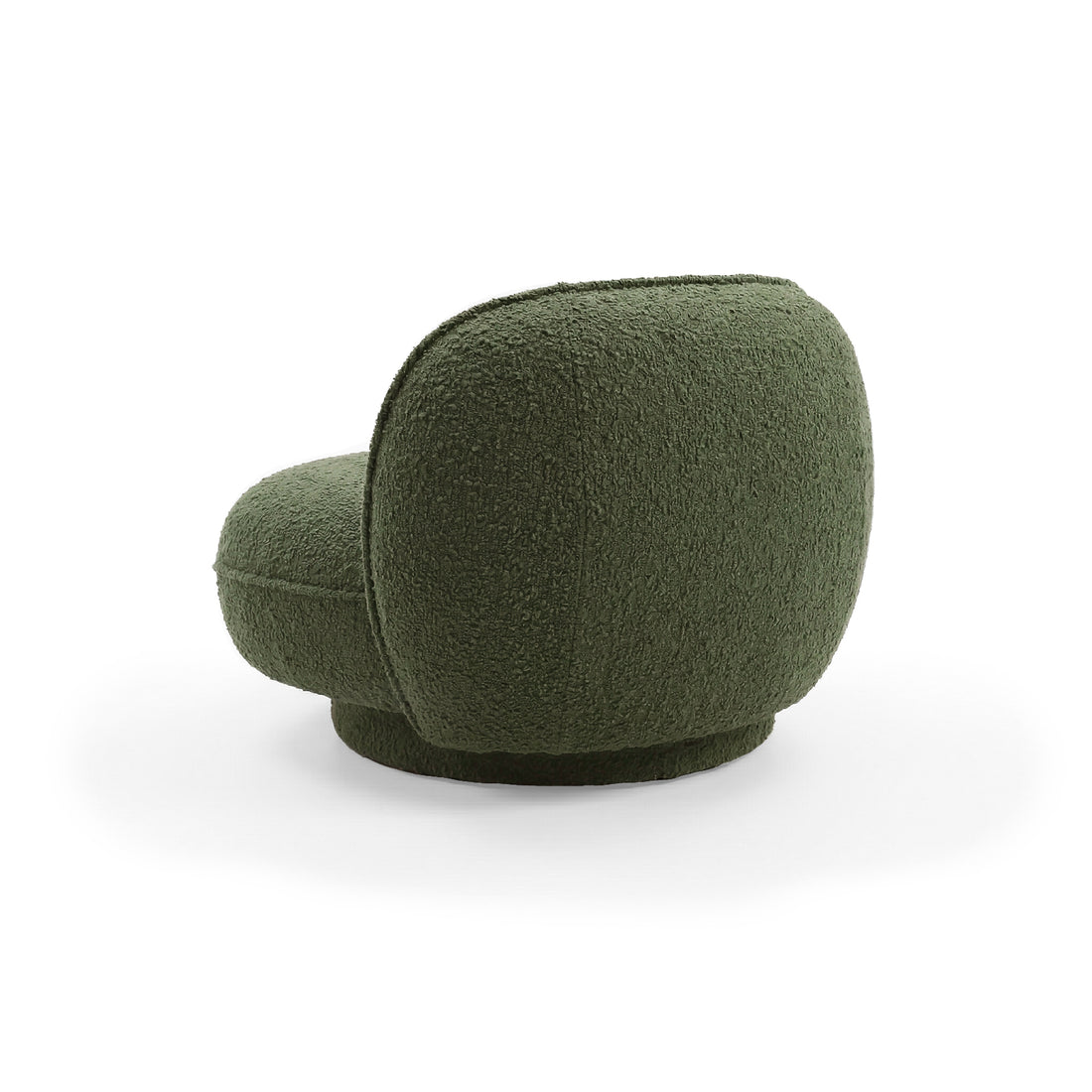 Green boucle accent chair on white background