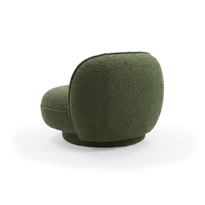 Green boucle accent chair on white background