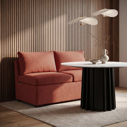 Terracotta loveseat in a stylish contemporary interior