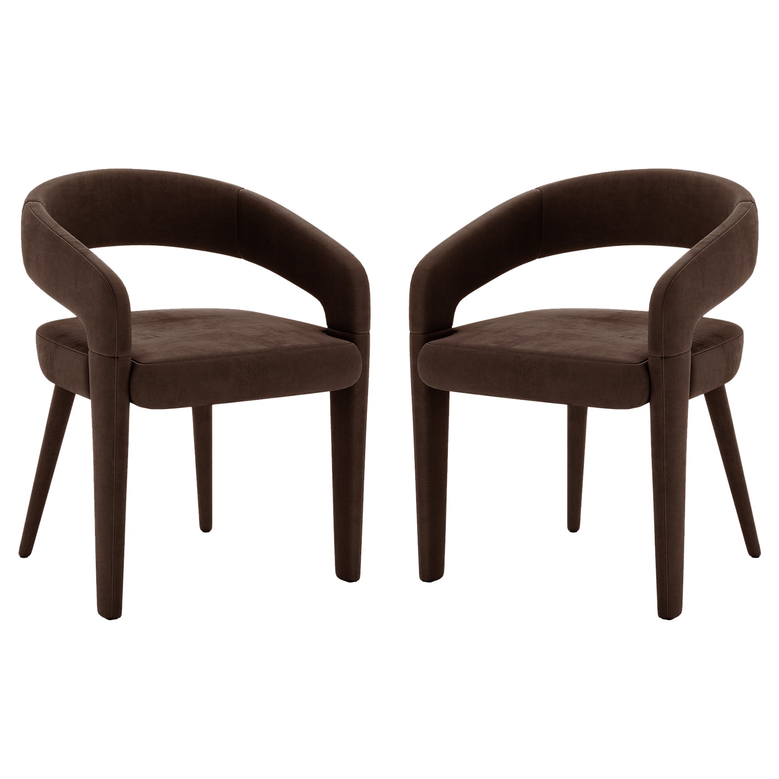 Eisha Velvet Dining Chair Set of 2 in Deep Mocha Brown