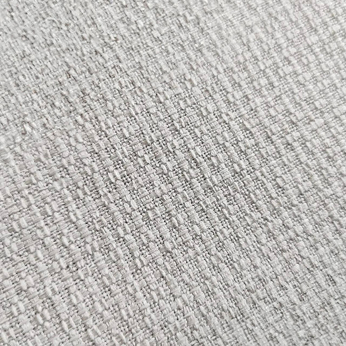 Close-up of light gray woven fabric texture.
