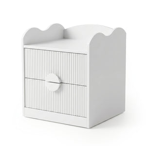 Caden Fluted Bedside Table in White