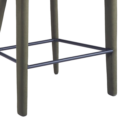 Detailed view of stool legs and metal footrest on white background