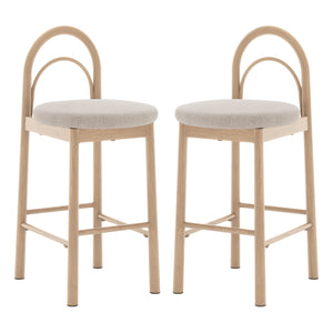 Sasha Arched Linen Bar Stool in Beige