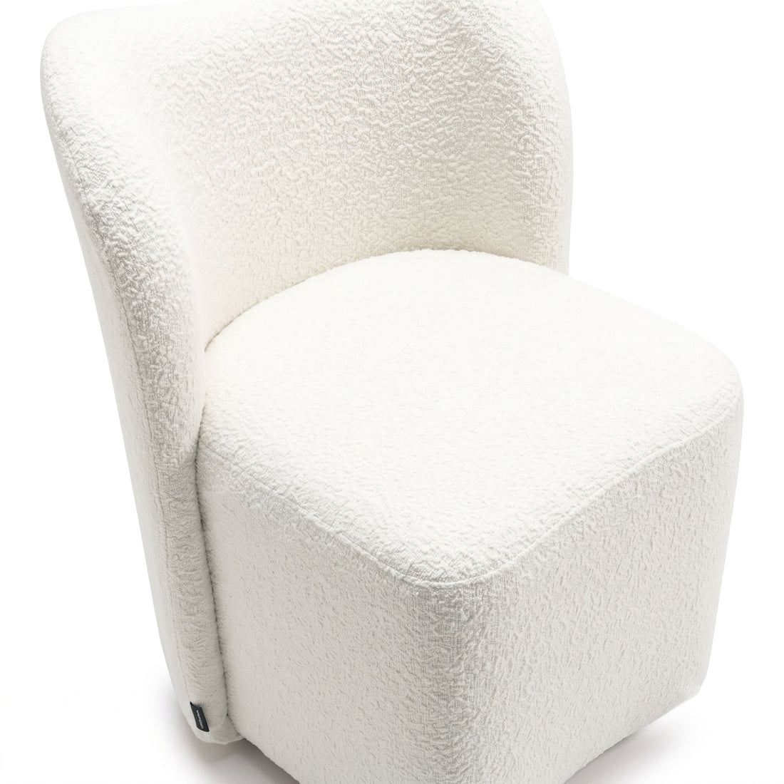 Modern white upholstered accent chair on a white background