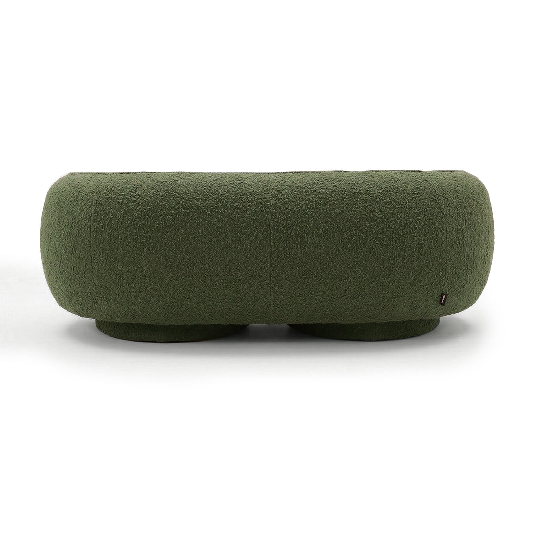Green rounded ottoman on white background