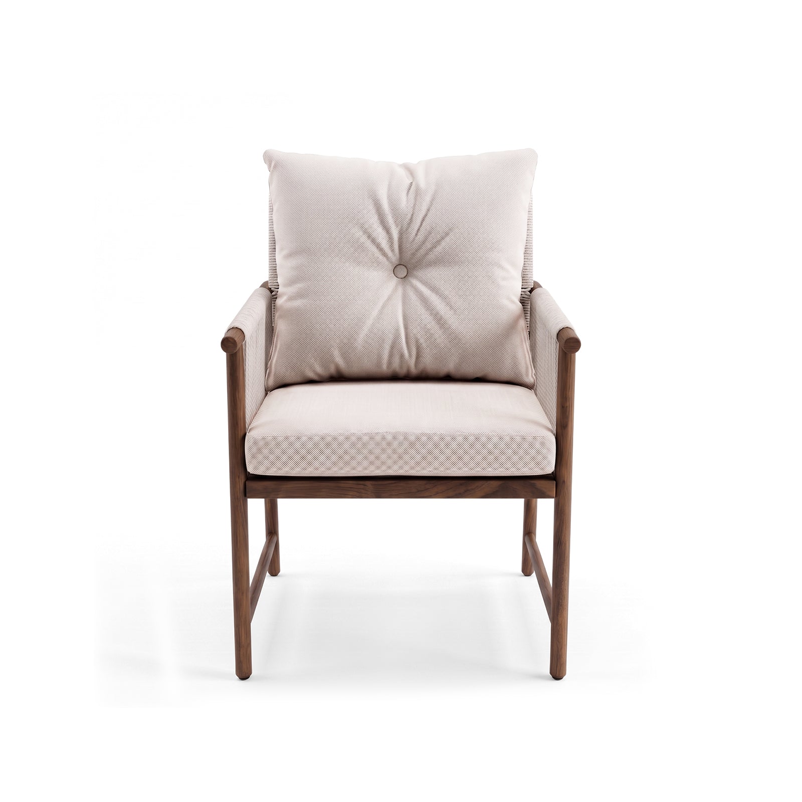 Modern cushioned wooden chair isolated on a white background