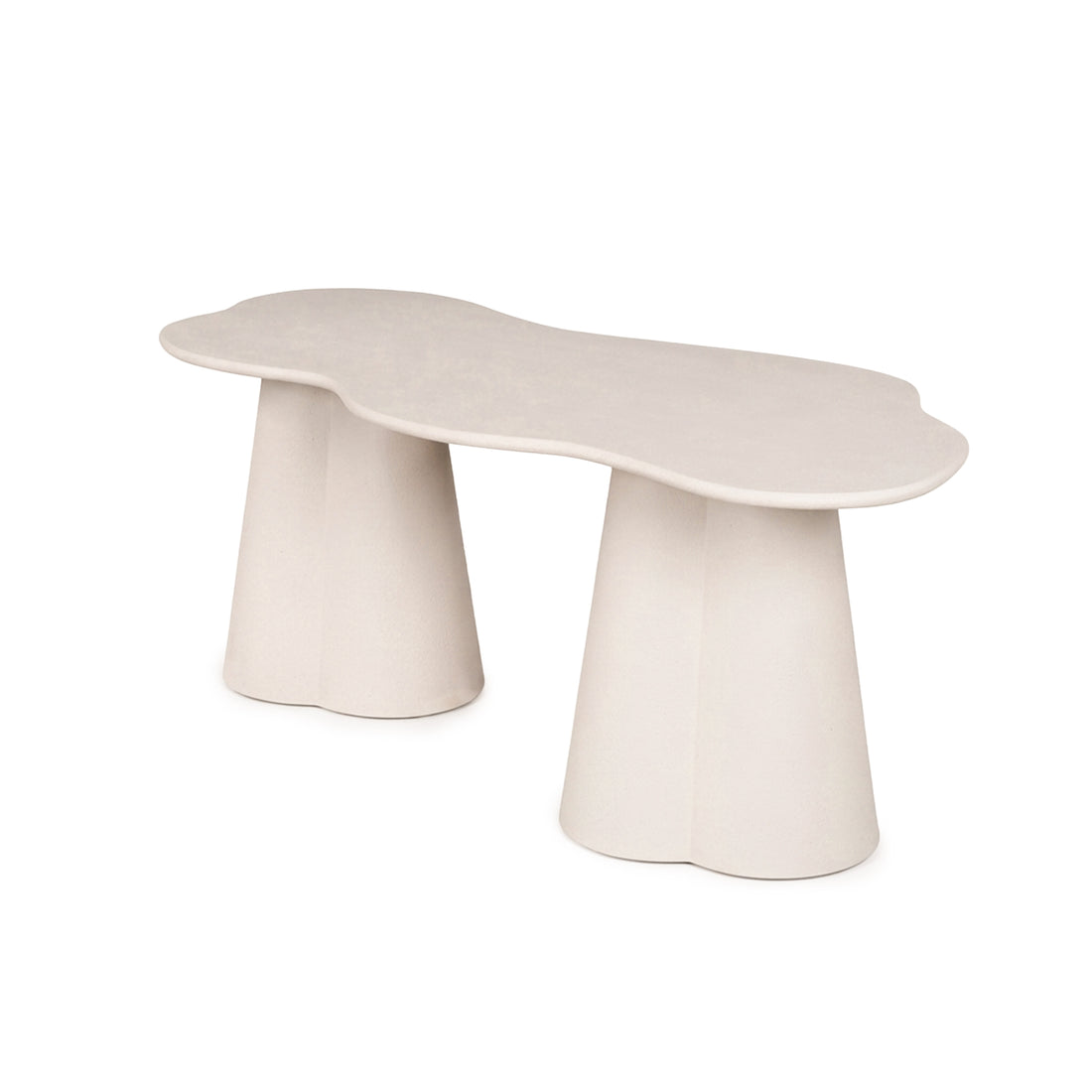 Cream organic-shaped table on a white background