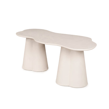 Cream organic-shaped table on a white background