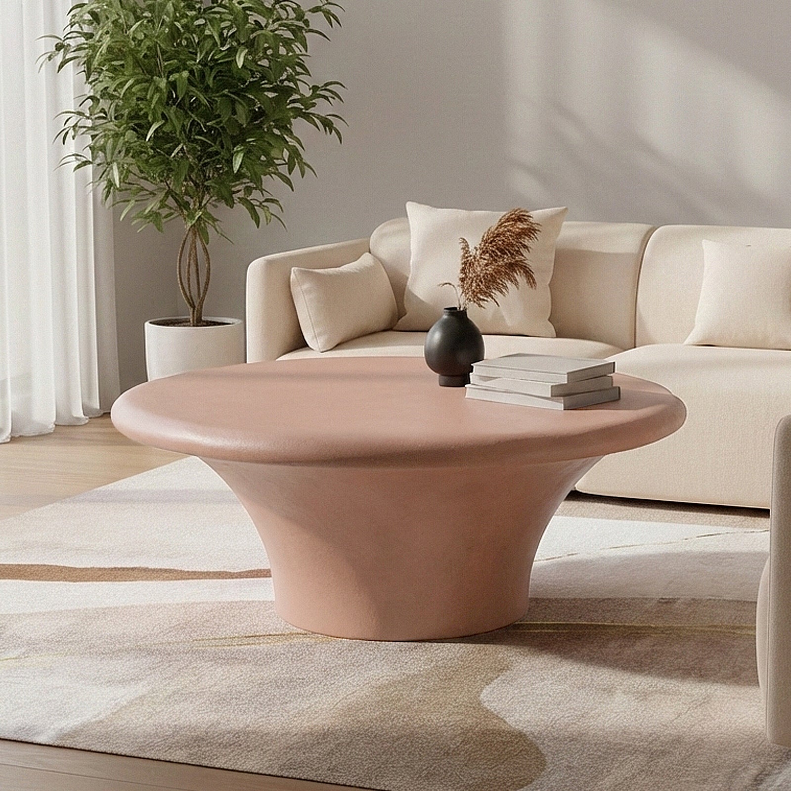 Modern coffee table in styled living room