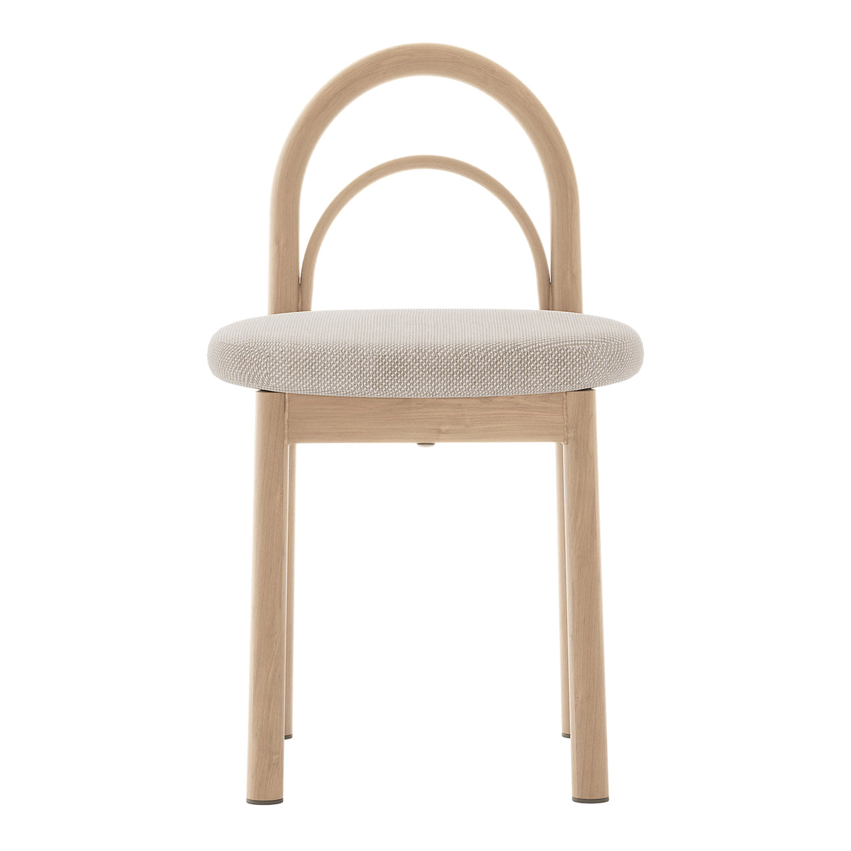 Full front view of a minimalist chair on a white background.