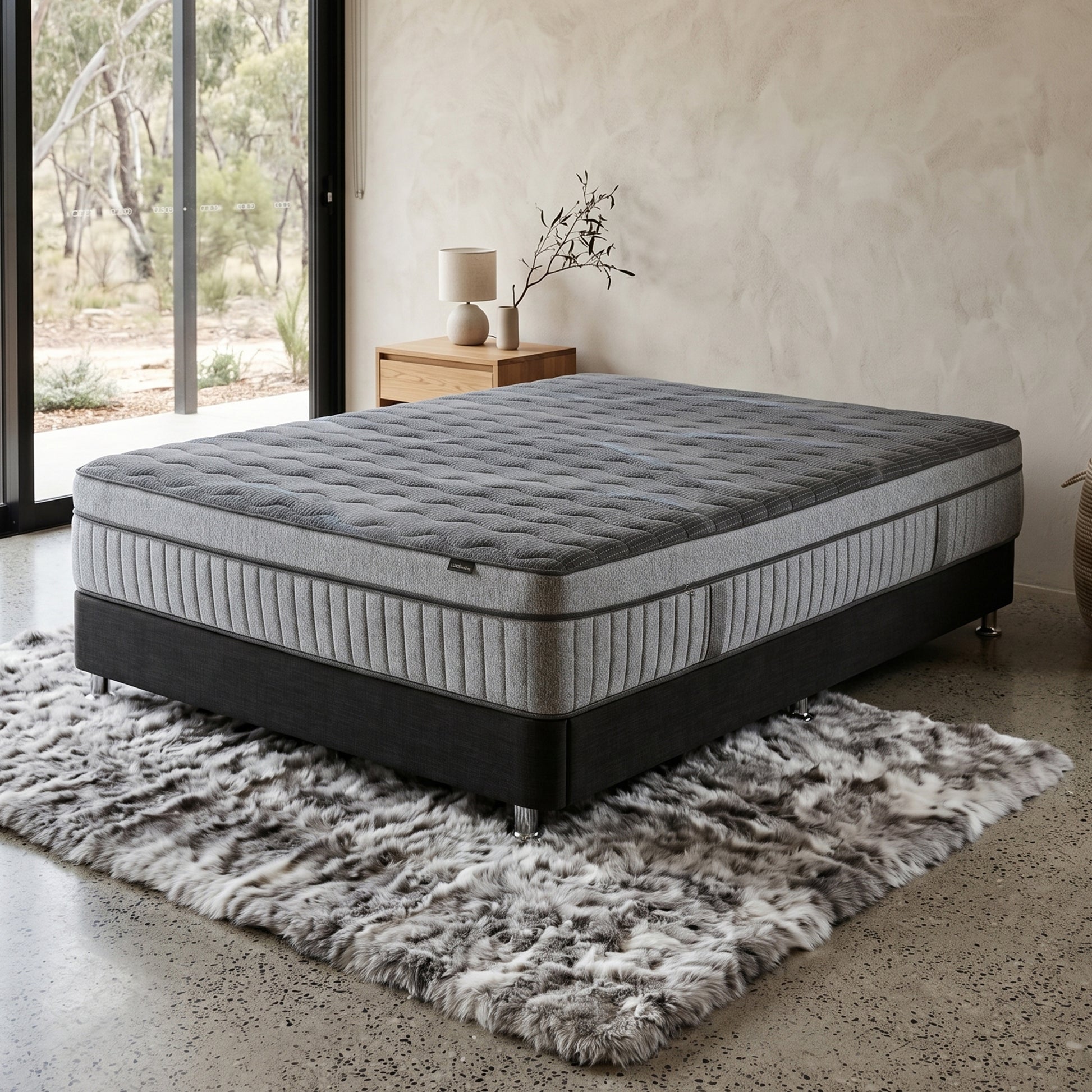 Mattress in a modern furnished bedroom
