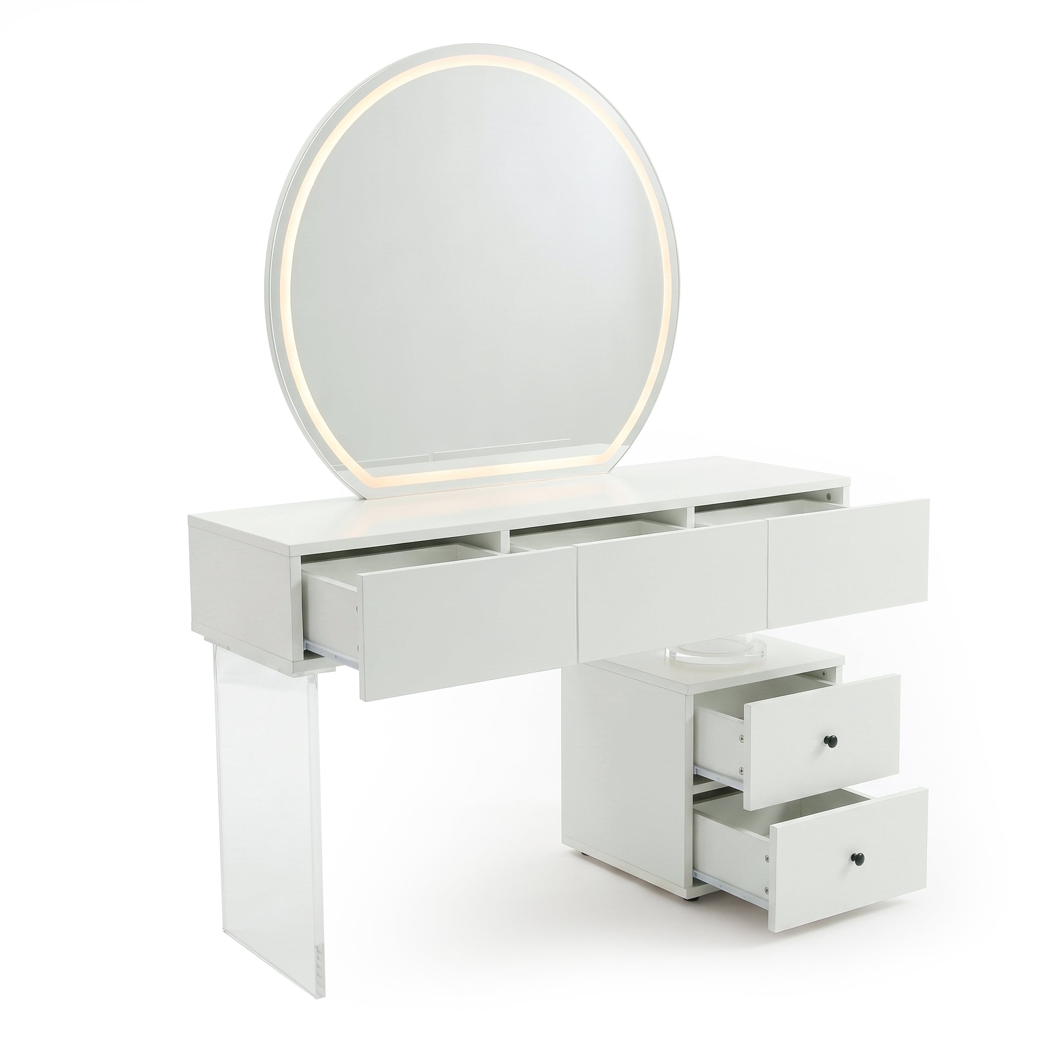 Oria Round LED Mirror Dressing Table in White