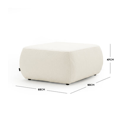 Ottoman with dimensions displayed on white background