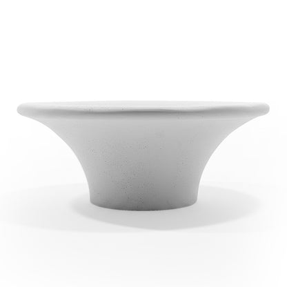 White sculptural coffee table front view on white background