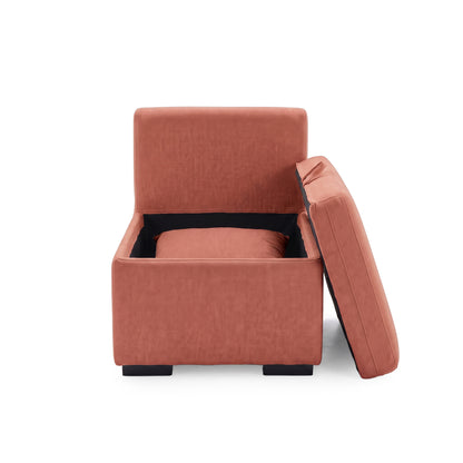 Open terracotta storage ottoman with removable lid