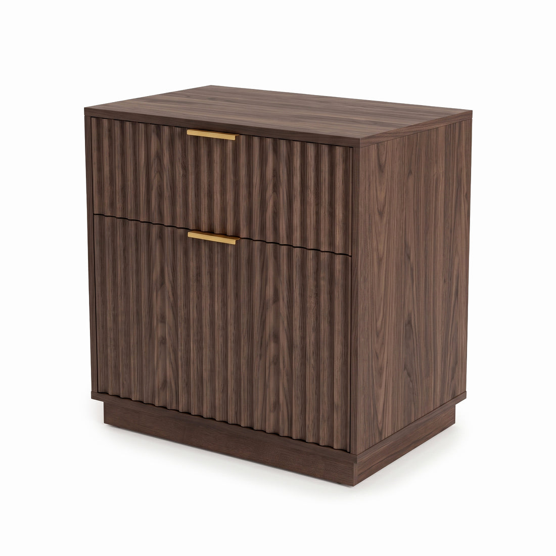 Modern wooden cabinet with drawer and door on a white background