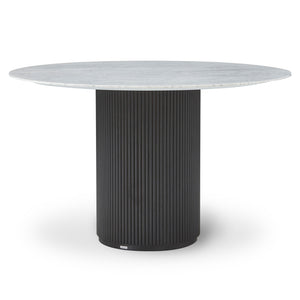 Gracie 120cm Round Dining Table in Real Carrara Marble Black