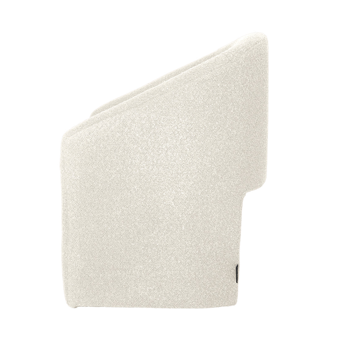 Nuve Bouclé Upholstered Accent Armchair in Cream White, featuring a high backrest and block-style form, upholstered entirely in textured bouclé fabric, showcasing a modern, compact design with no exposed legs.